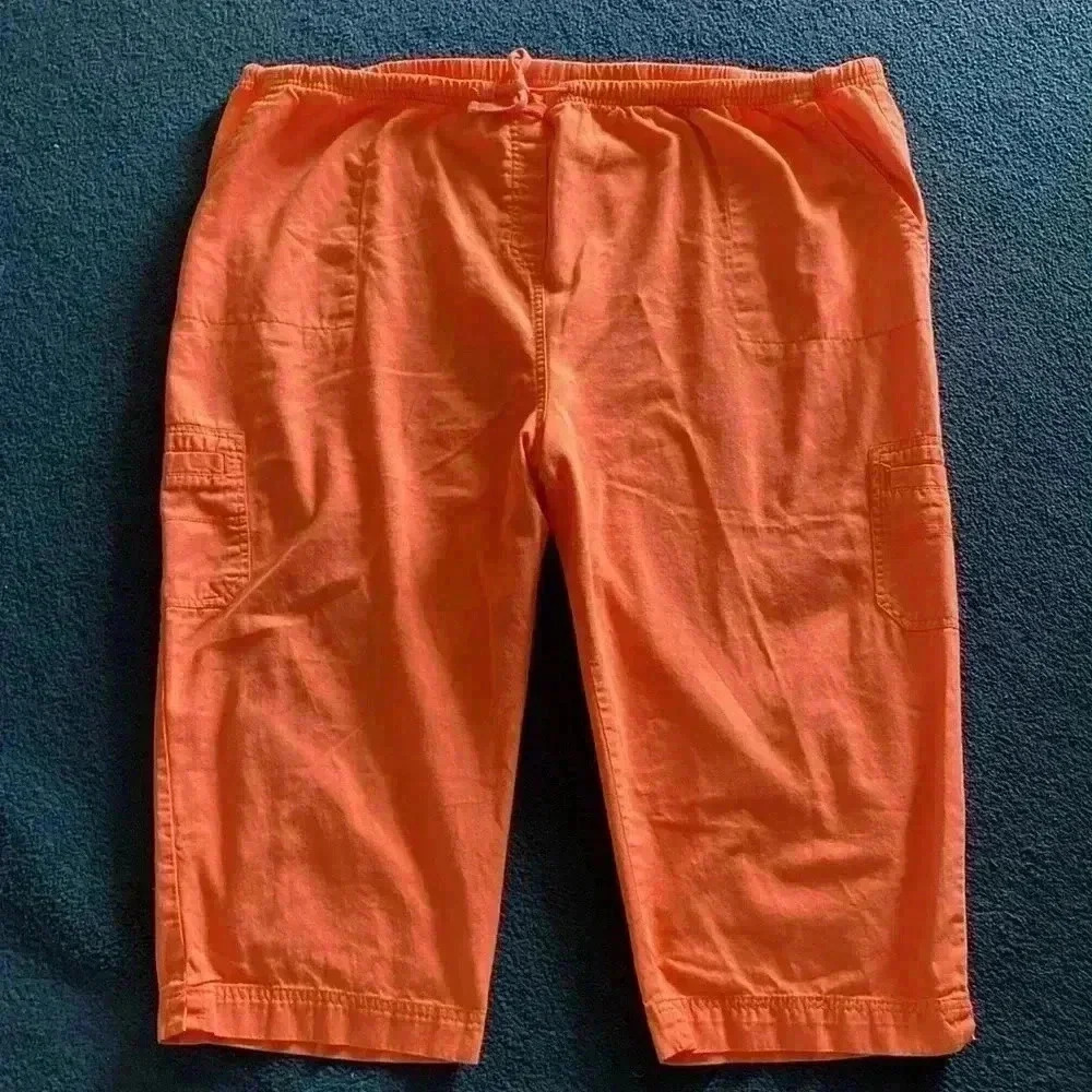 Capri Women’s Mountain Lake 3X Tangerine color  Pant & Draw String‎ Cargo Capri - Picture 3 of 8
